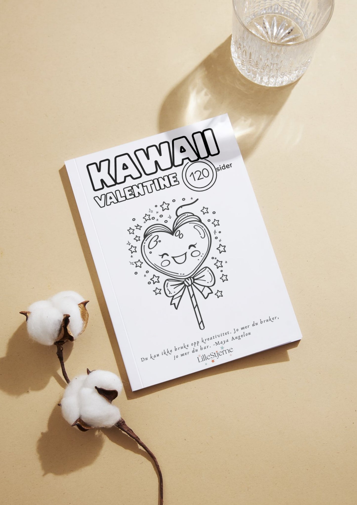 Forside av fargelegginsbok med kawaii valentine med hjerte på kjærlighet som smiler