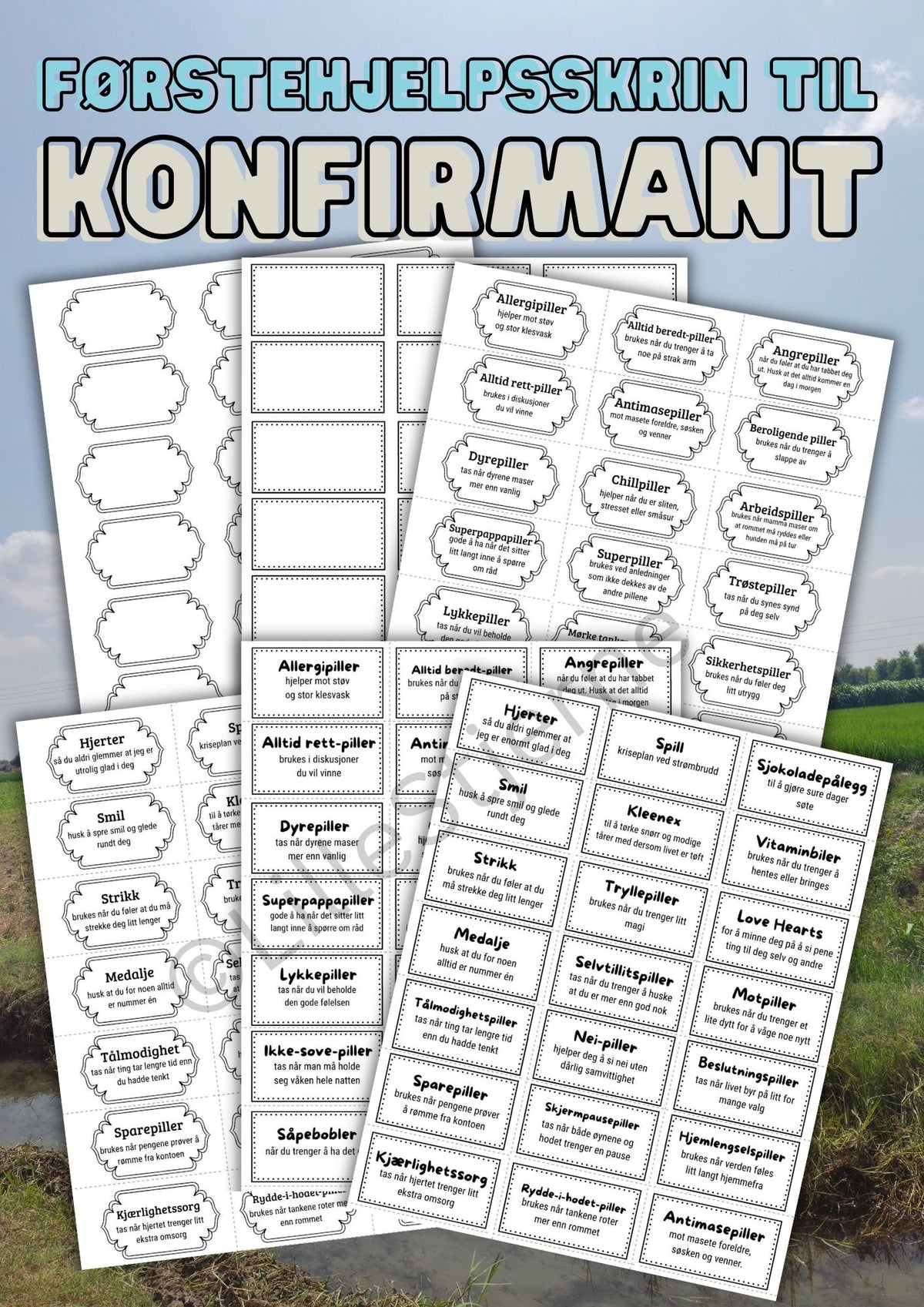 Førstehjelpsskrin til konfirmant – A4-etiketter klare til utskrift | PDF
