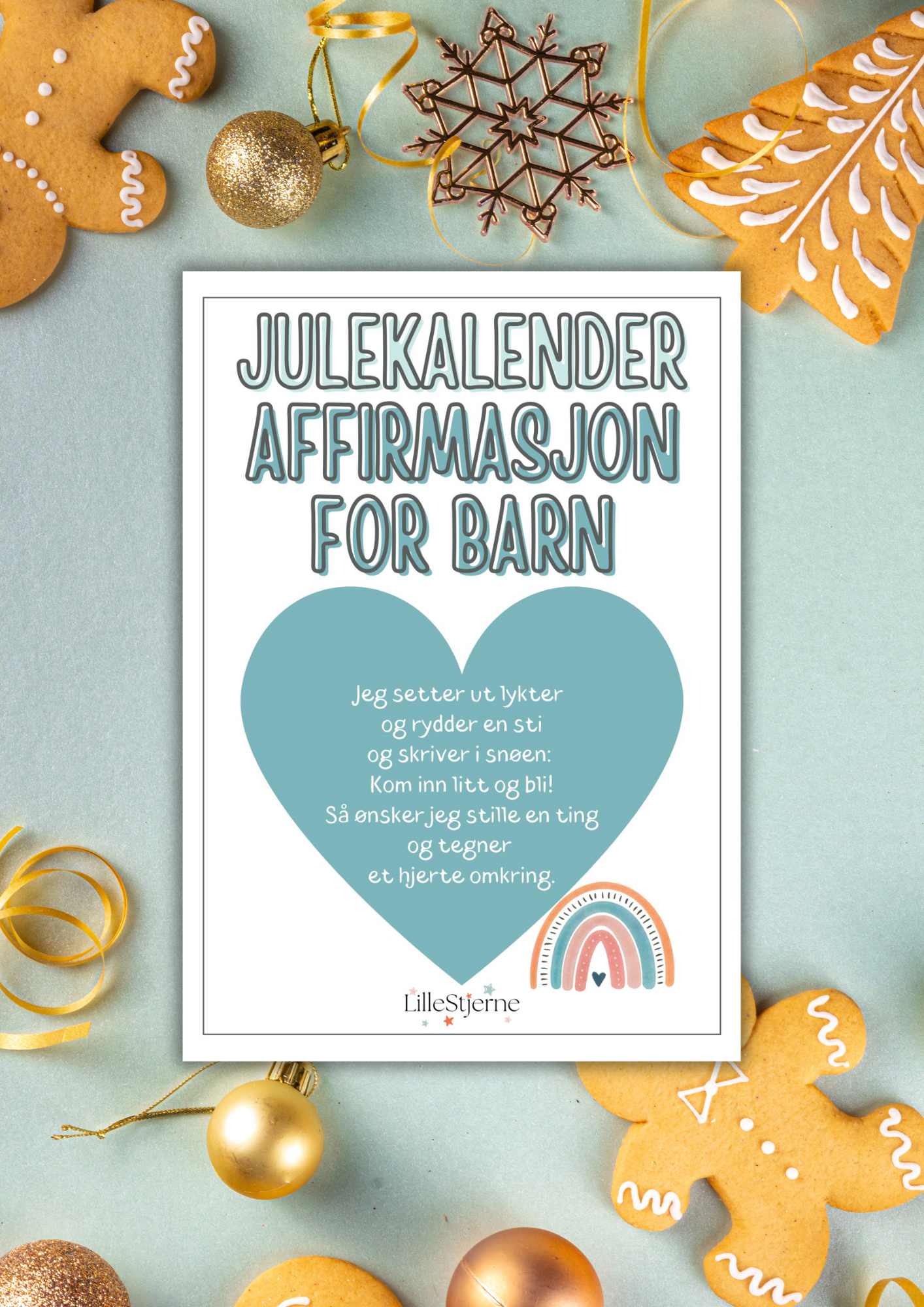 Julekalender Affirmasjoner for barn | Tell ned til jul med 24 fine ord | PDF utskrift