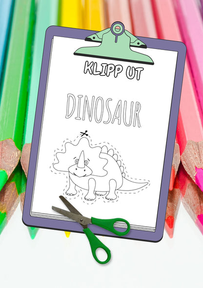 AKTIVITETSBOK FOR BARN | Dinosaurus oppgaver med 125 sider | Skriv ut