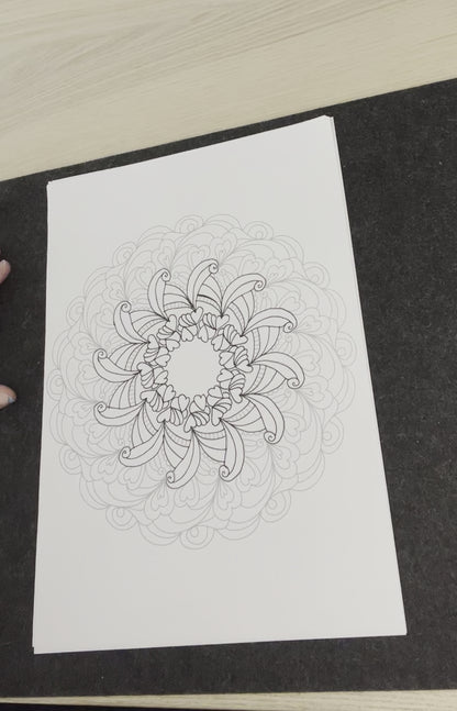 Mandala kontur | 50 sider omriss fargeleggingsbok | PDF og PNG utskrift